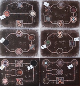 Les cartes qui représentent les salles du donjon