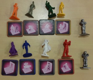 Les nouvelles figurines et talents des joueurs. Les deux figurines à droite sont celles des 2 robots