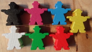 Les 6 meeples desperados et le meeple marshal